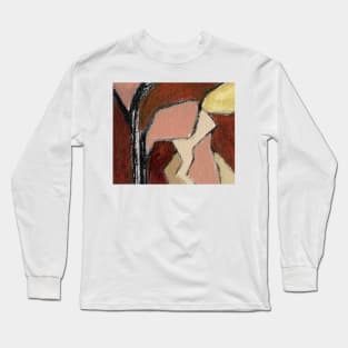 Rose Lemon Wine Red Abstract Art Long Sleeve T-Shirt